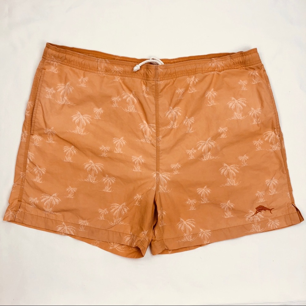 Tommy Bahama Mens Orange Floral Swim Trunks Large